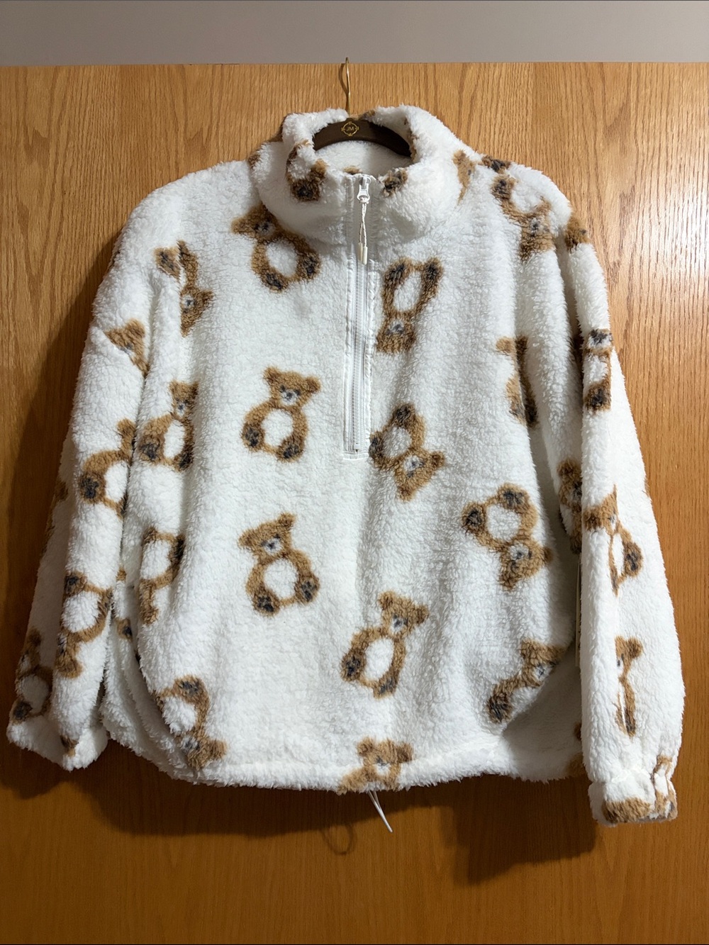 No Boundaries White Teddy Half-Zip Jacket